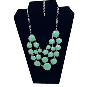 Chunky Statement Mint‎ Green Silver Tone Chain Necklace Spring